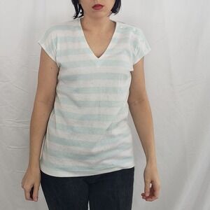 80s‎ Jantzen Blue and White Striped Shirt